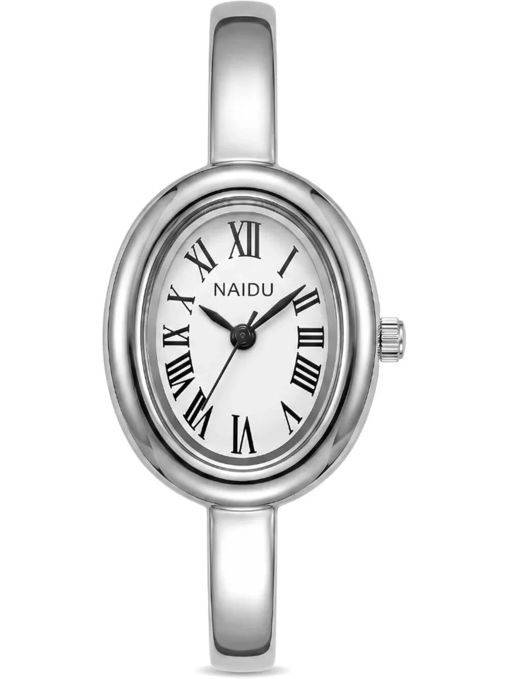 Women's Silver/White Elegant Open-Cuff Bracelet Roman Numeral Dial Wrist Watches